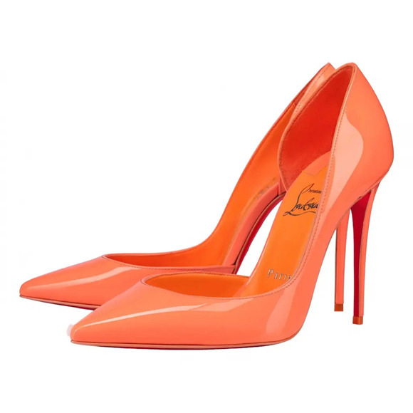 Christian Louboutin Iriza 100 Drag Orange Patent Leather D'Orsay Heel Pump 40 - Picture 1 of 12